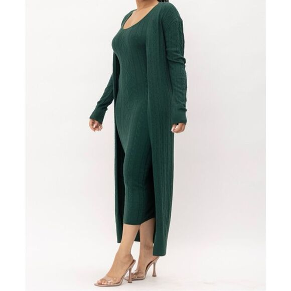 Hunter Green Knit Maxi Sweater Dress - Picture 4 of 16